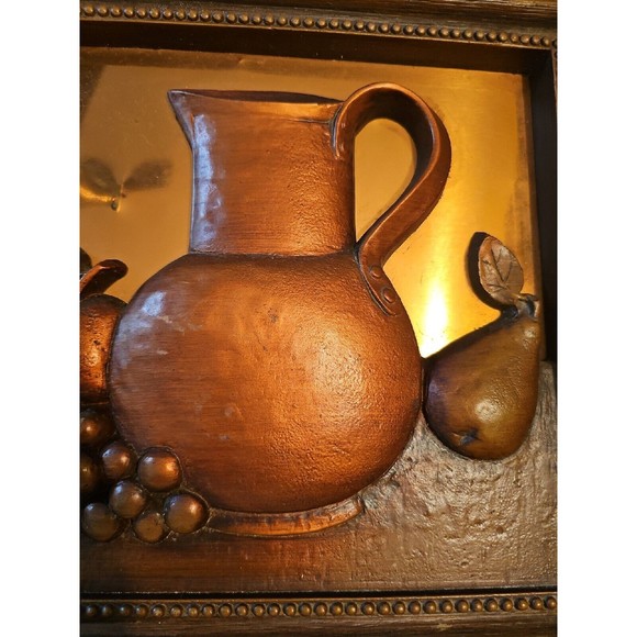 Vintage 3D Copper Wall Hanging Copper Craft Guild Fruit Still Art - Picture 4 of 9